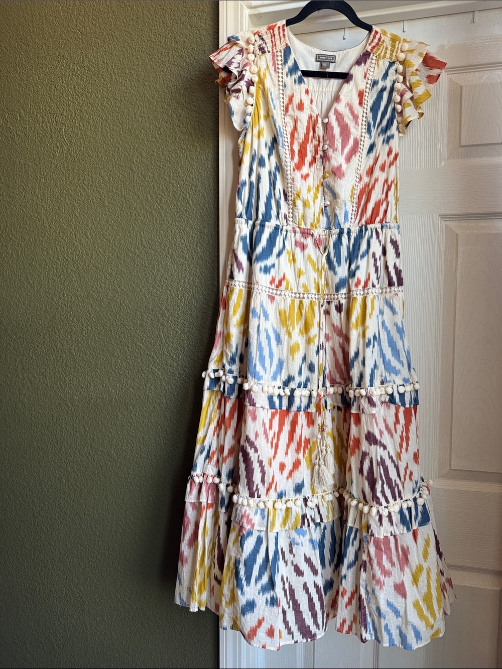 J. Crew - Point Sur PomPom Tiered Midi Dress